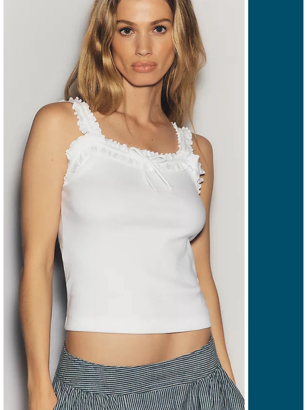 Anthropologie Maeve Dorrie Ruffled Cami in White M NWT Minimalist Capsule - Picture 2 of 11